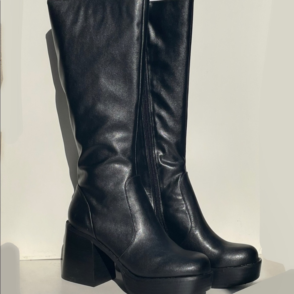 Black platform boots